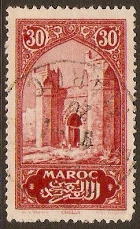 French Morocco 1923 30c Scarlet. SG132.