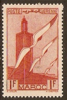 French Morocco 1939 1f Red-brown. SG252.