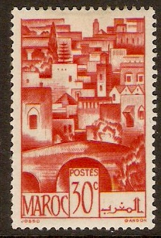 French Morocco 1947 30c Red-orange. SG319.
