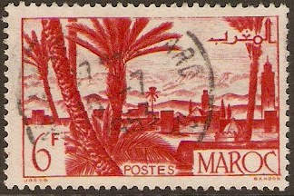 French Morocco 1947 6f Vermilion. SG330.