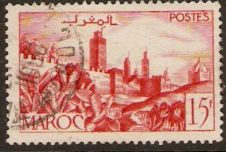French Morocco 1947 15f Scarlet. SG334a.