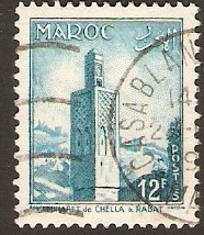 French Morocco 1955 12f Turquoise-blue. SG456. - Click Image to Close