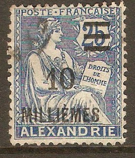 Alexandria 1925 10m on 25c Blue. SG75.