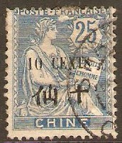 China 1907 10c on 25c Blue. SG80.