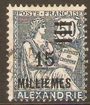 Alexandria 1902 15m on 50c Blue. SG76.