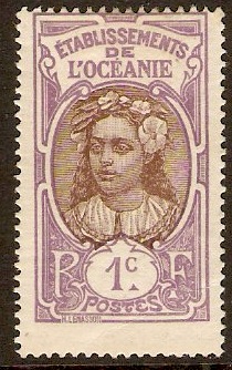 French Oceanic Settlements 1913 1c Brown and violet. SG21.