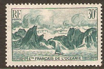 French Oceanic Settlements 1948 30c Blue-green. SG187.