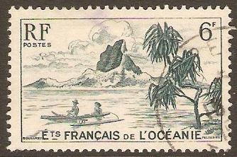 French Oceanic Settlements 1948 6f Grey-blue. SG200.