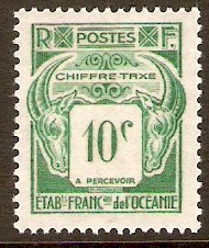 French Oceanic Settlements 1948 10c Green Postage Due. SGD210.