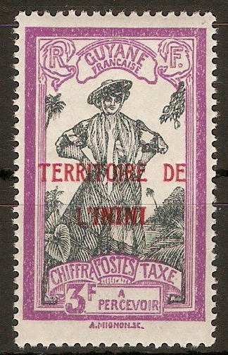 Inini 1932 3f Postage Due series. SGD49a. - Click Image to Close