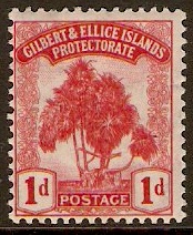 Gilbert and Ellice 1911 1d Carmine. SG9.
