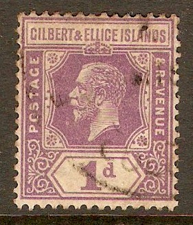 Gilbert and Ellice 1922 1d Violet. SG28.