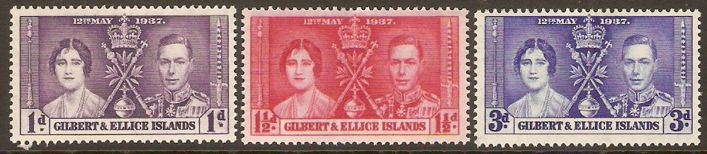 Gilbert and Ellice 1937 Coronation Set. SG40-SG42.