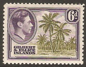 Gilbert and Ellice 1939 6d Olive green and deep violet. SG50.
