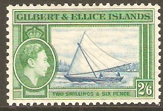Gilbert and Ellice 1939 2s.6d Deep blue and emerald. SG53.