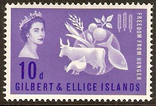 Gilbert and Ellice 1963 10d Freedom from Hunger Stamp. SG79.
