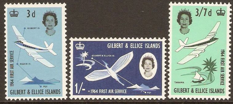 Gilbert and Ellice 1964 First Air Service Set. SG82-SG84.