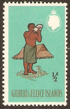 Gilbert and Ellice 1964 d Turquoise-green Islanders. SG89.