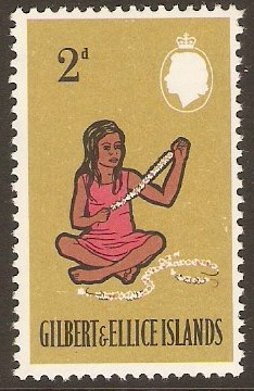Gilbert and Ellice 1964 2d Bistre Islanders Series. SG90. - Click Image to Close