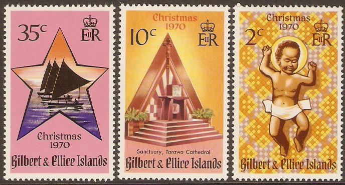 Gilbert and Ellice 1970 Christmas Stamps Set. SG170-SG172.