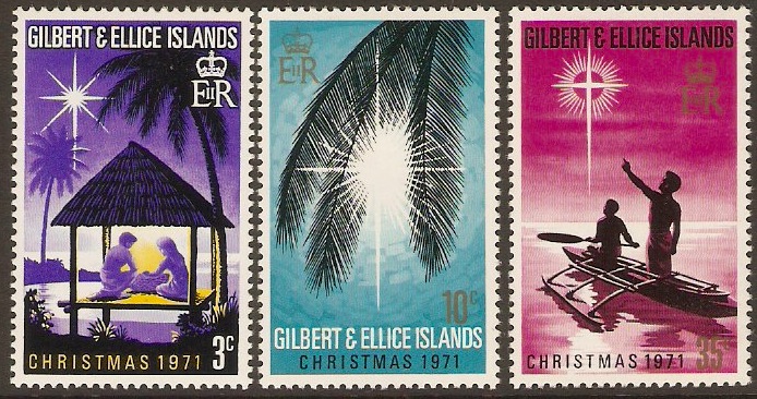 Gilbert and Ellice 1971 Christmas Stamps Set. SG190-SG192.