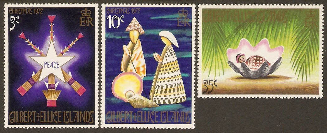 Gilbert and Ellice 1972 Christmas Stamps Set. SG208-SG210.