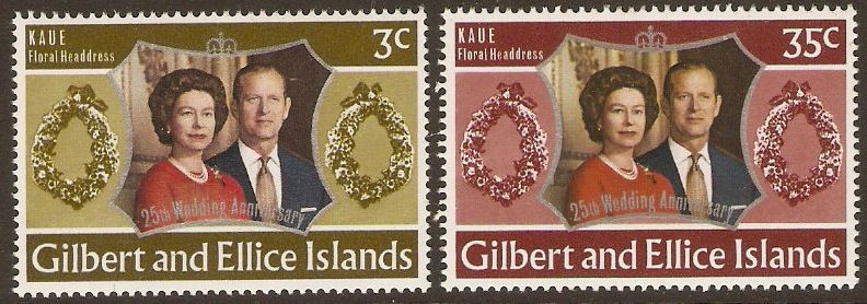 Gilbert and Ellice 1972 Royal Wedding Anniversary. SG211-SG212.