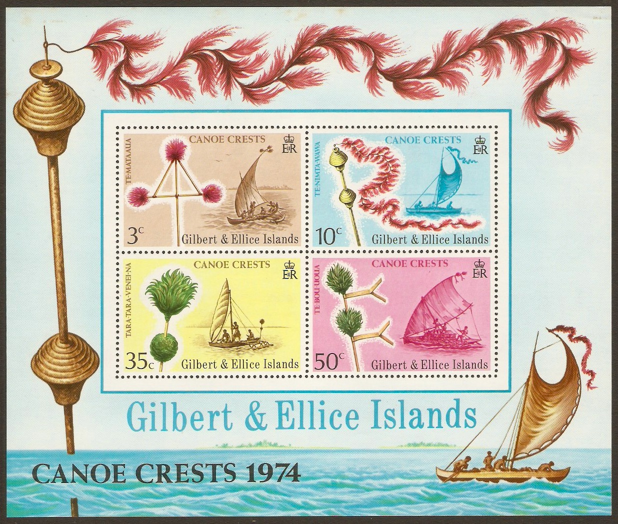 Gilbert and Ellice 1974 Canoe Crests Sheet. SGMS231.