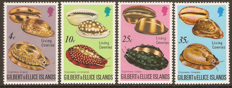 Gilbert and Ellice 1975 Cowrie Shells Stamps Set. SG247-SG250.
