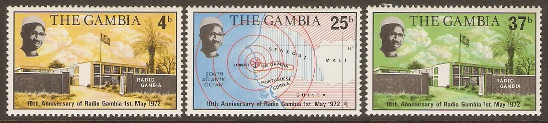 Gambia 1972 Radio Gambia Anniversary set. SG287-SG289.