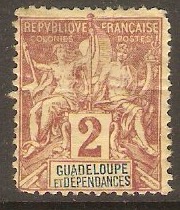 Guadeloupe 1892 2c Brown on buff. SG35.