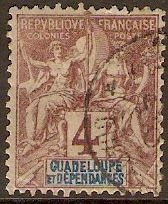 Guadeloupe 1892 4c Purple-brown on grey. SG37.