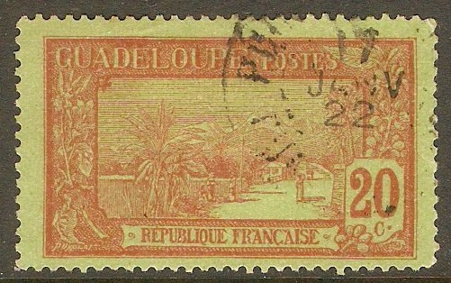 Guadeloupe 1905 20c Red on green. SG67.