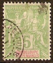 Guadeloupe 1900 5c Bright yellow-green. SG48.