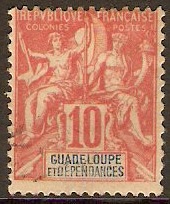 Guadeloupe 1900 10c Rose-red. SG49.