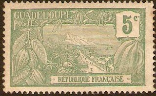 Guadeloupe 1905 5c green. SG64.