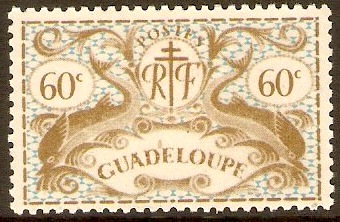 Guadeloupe 1945 60c Olive-grey and blue. SG187.