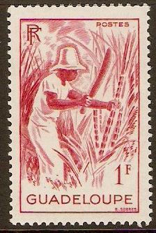 Guadeloupe 1946 1f Carmine. SG215.