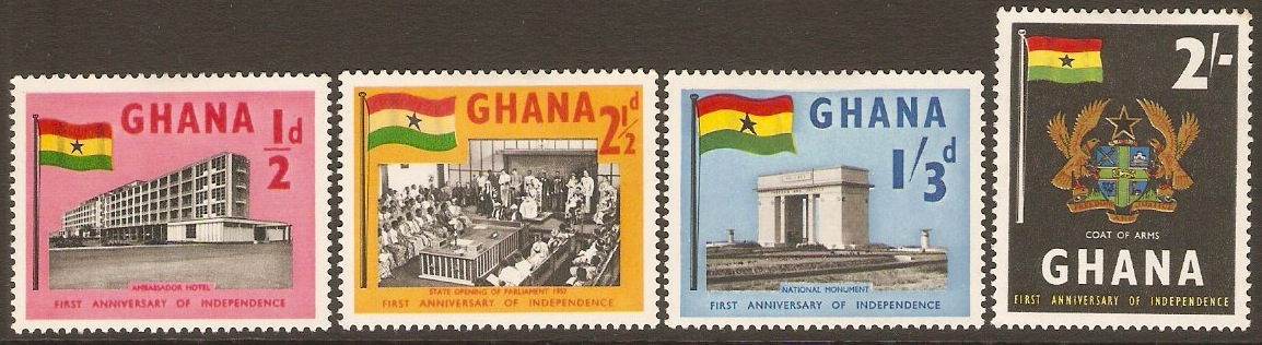 Ghana 1958 Independence Anniversary Set. SG185-SG188.