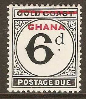 Ghana 1958 6d Black - Postage Due. SGD12.