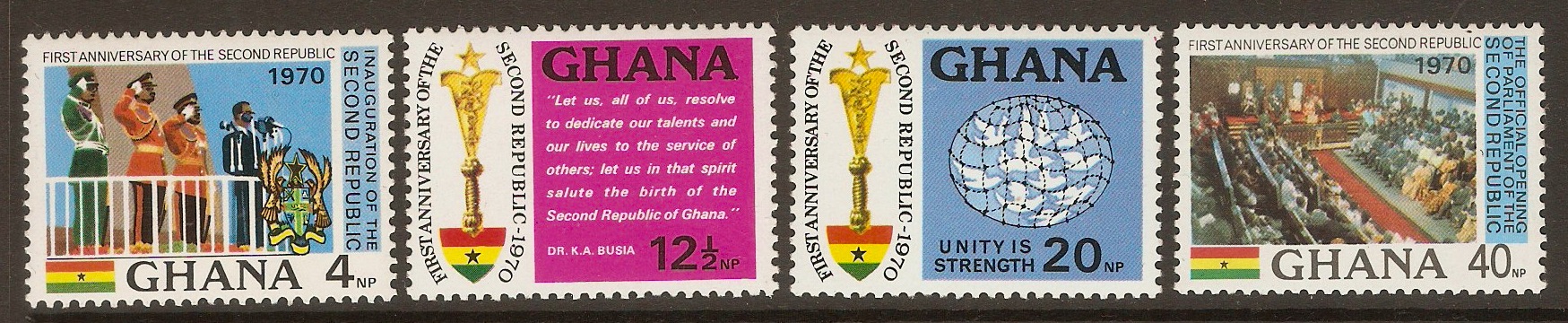 Ghana 1970 Second Republic Anniversary Set. SG582-SG585.