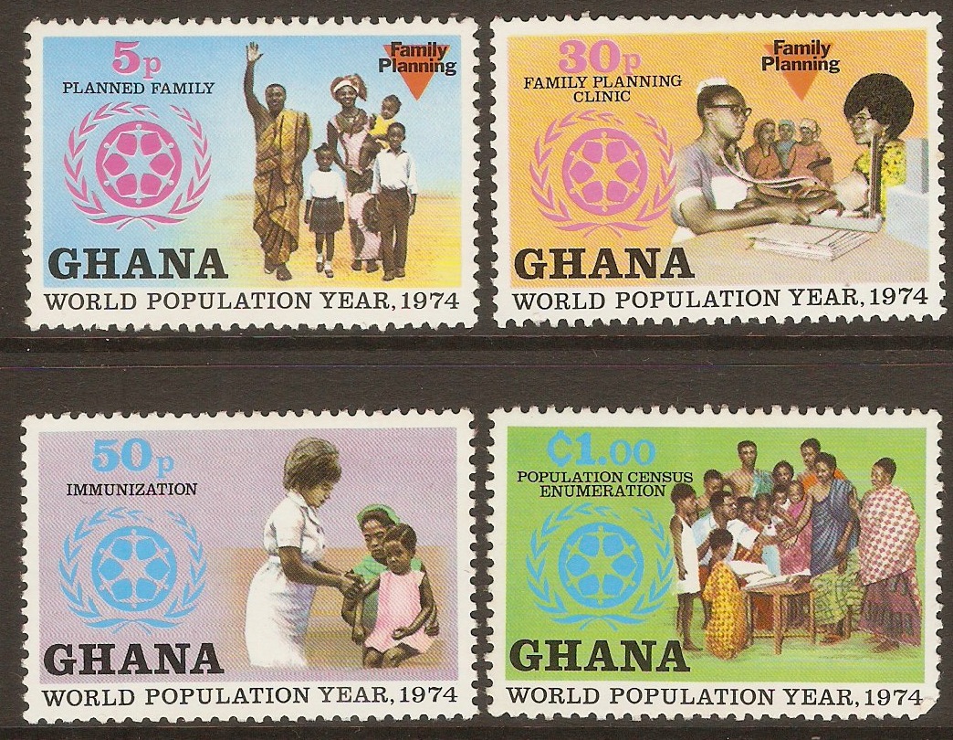 Ghana 1974 Population Year Set. SG730-SG733.