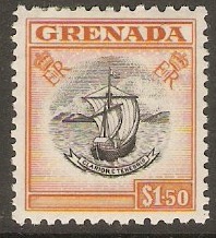 Grenada 1953 $1.50 Black and brown-orange. SG203. - Click Image to Close