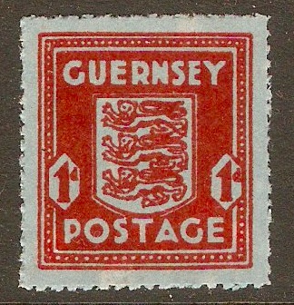 Guernsey 1941 1d Scarlet on bluish paper. SG5.