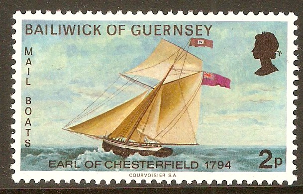 Guernsey 1972 2p Mail Packet Boats - 1st. Series. SG67.