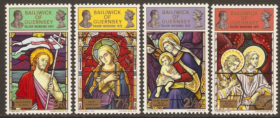 Guernsey 1972 Royal Silver Wedding Stamps Set. SG76-SG79.