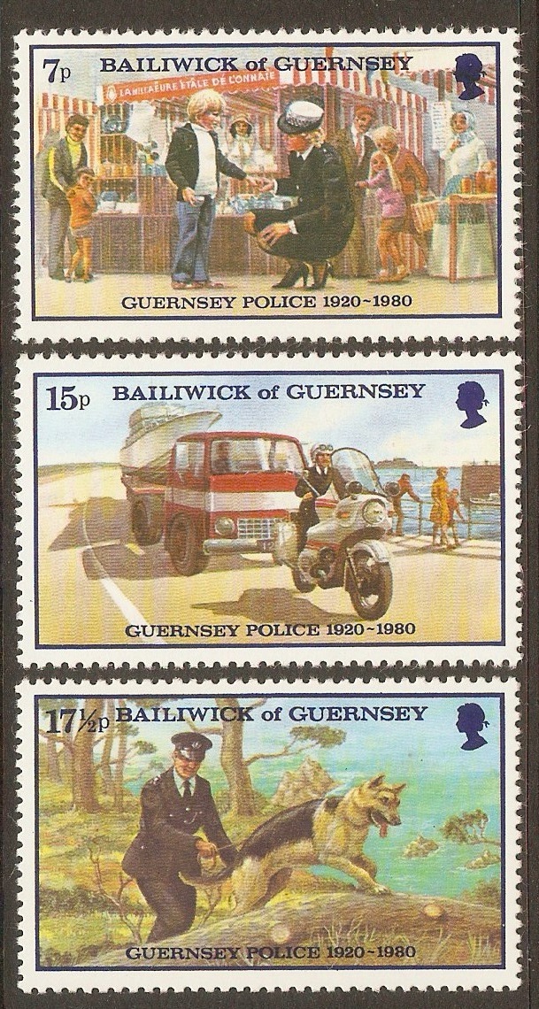 Guernsey 1980 Police Force Anniversary set. SG214-SG216.
