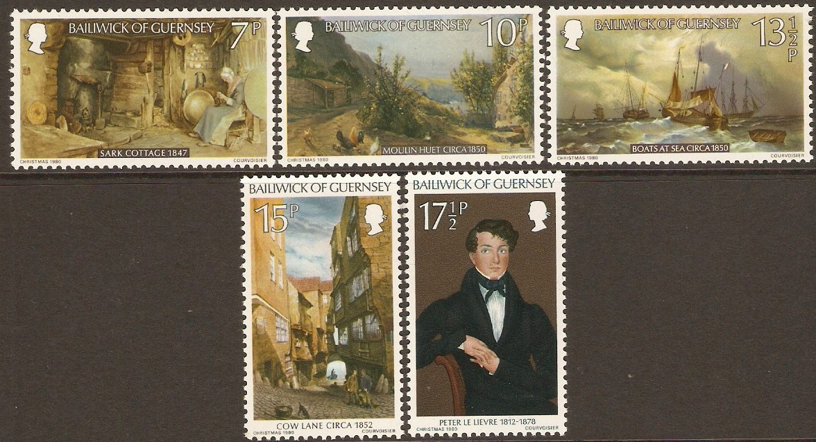 Guernsey 1980 Christmas Stamps Set. SG221-SG225.