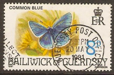 Guernsey 1981 8p Butterflies Series Stamp. SG226.