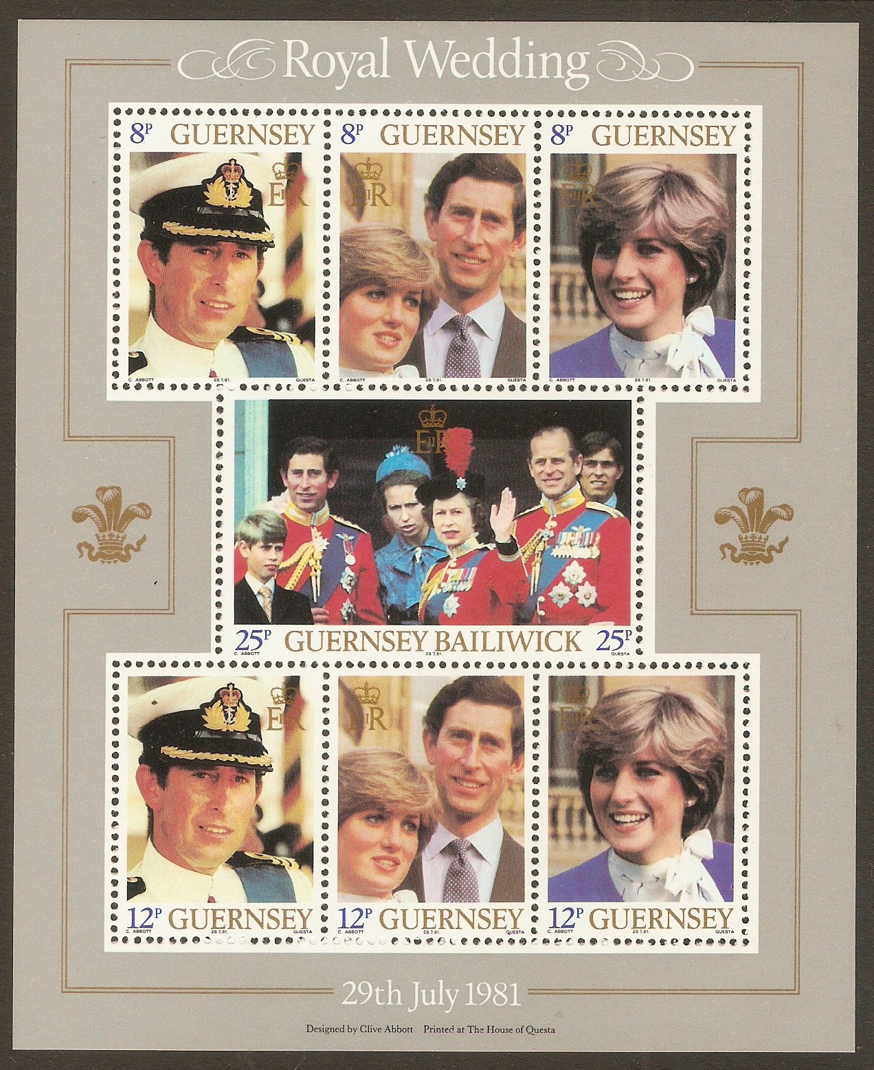 Guernsey 1981 Royal Wedding sheet. SGMS239.